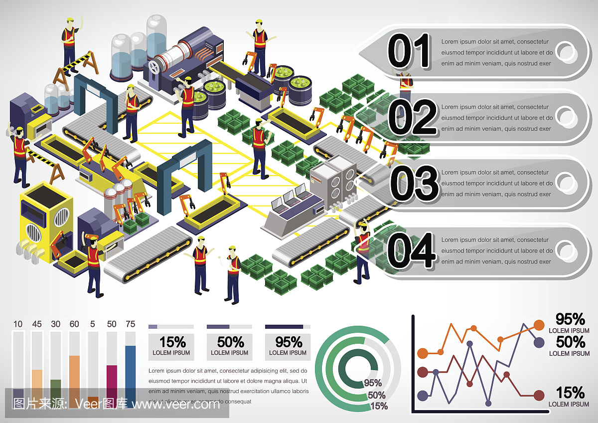 說明信息圖形工廠設備的概念